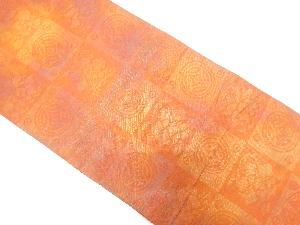 アンティーク　市松に花七宝模様織り出し全通袋帯（材料）